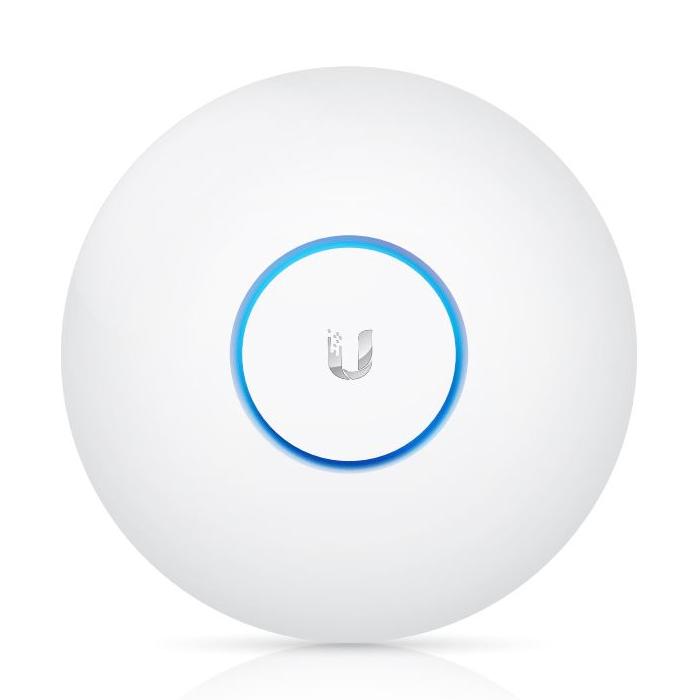 Ubiquiti Unifi UAP-AC-Pro Access Point with POE injector, showcasing its sleek design and advanced technology.