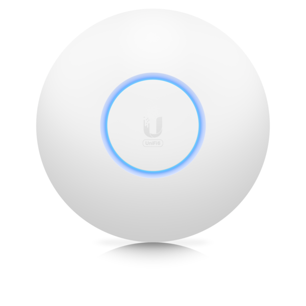 Ubiquiti Unifi UAP-U6-Lite dual band ceiling mounted access point with sleek design, showcasing its compact size and mounting options.