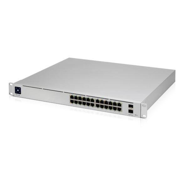 Ubiquiti UniFi USW-PRO-POE-24-POE Gen 2 switch with 24 ports and touchscreen display, designed for network expansion.