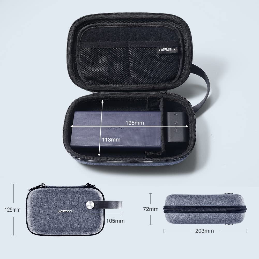 UGREEN 50903 Portable Accessories Travel Storage Bag in black, showcasing its compact design and multiple compartments for organization.