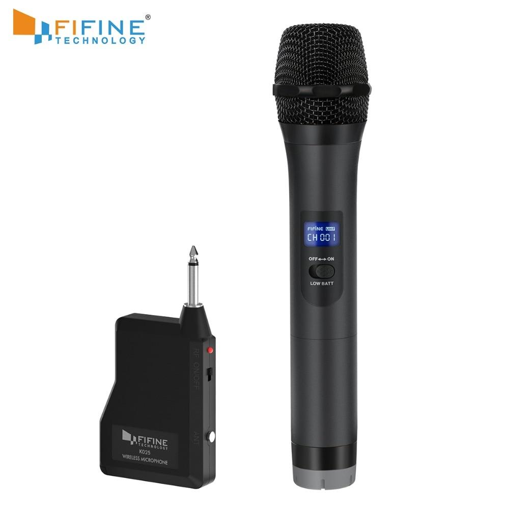 UHF Wireless Handheld Dynamic Microphone with Receiver, ideal for outdoor events and karaoke, featuring a sleek black design.