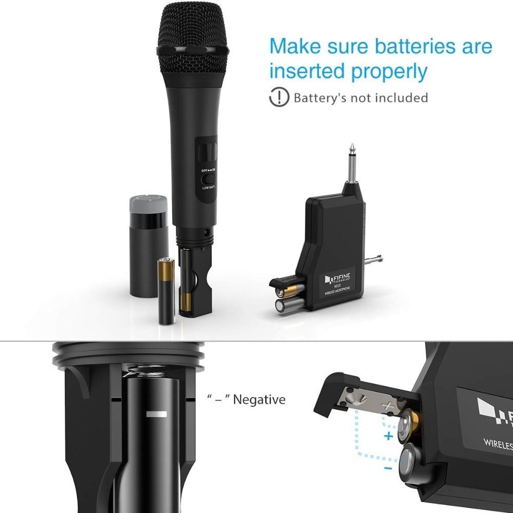 UHF Wireless Handheld Dynamic Microphone with Receiver, ideal for outdoor events and karaoke, featuring a sleek black design.