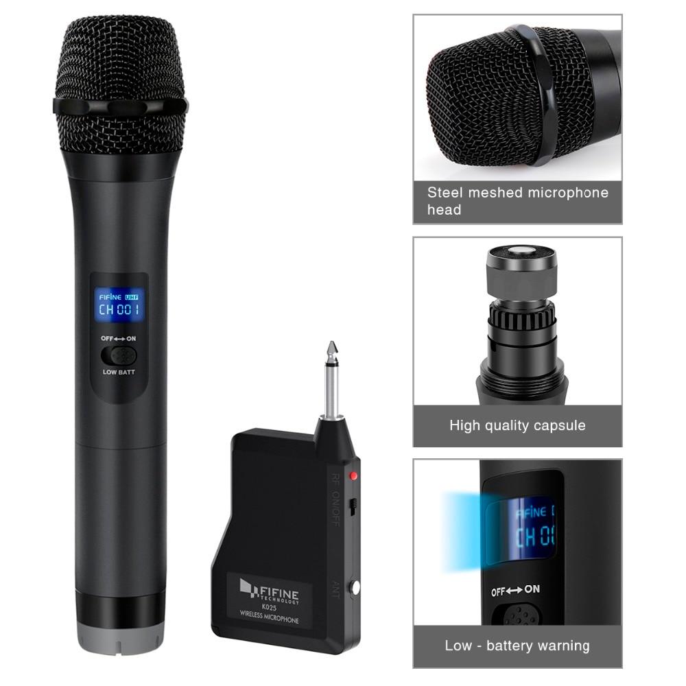 UHF Wireless Handheld Dynamic Microphone with Receiver, ideal for outdoor events and karaoke, featuring a sleek black design.