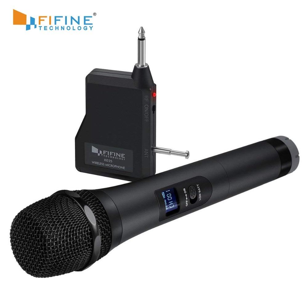 UHF Wireless Handheld Dynamic Microphone with Receiver, ideal for outdoor events and karaoke, featuring a sleek black design.