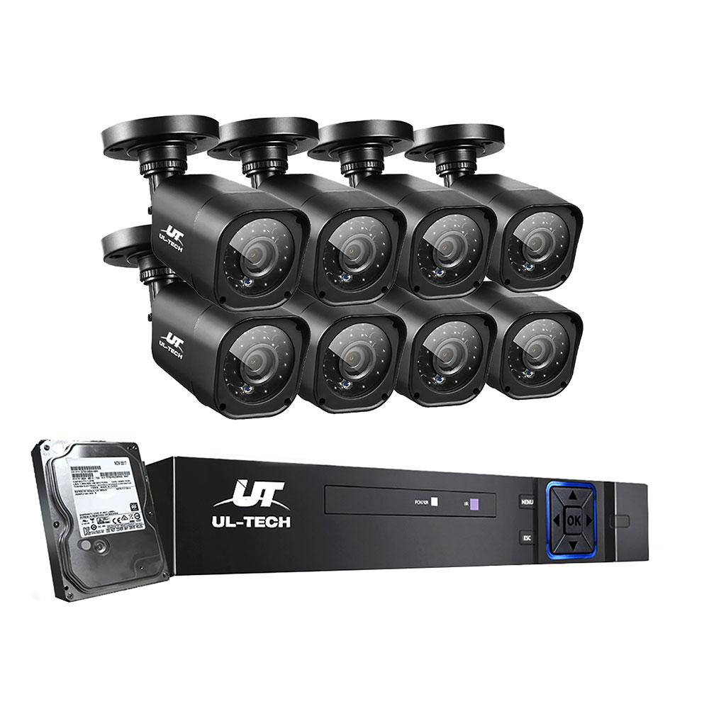 UL-tech CCTV Camera Home Security System with 8 channels and 1TB hard drive, showcasing high-definition cameras and DVR.