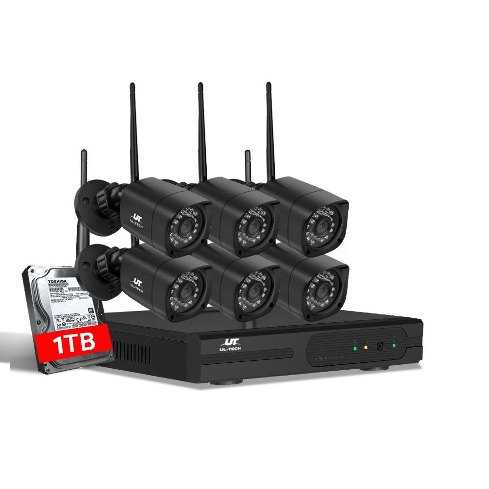 UL-tech CCTV Wireless Security Camera System with 8 channels and 6 cameras, showcasing high-definition video quality and advanced motion detection features.