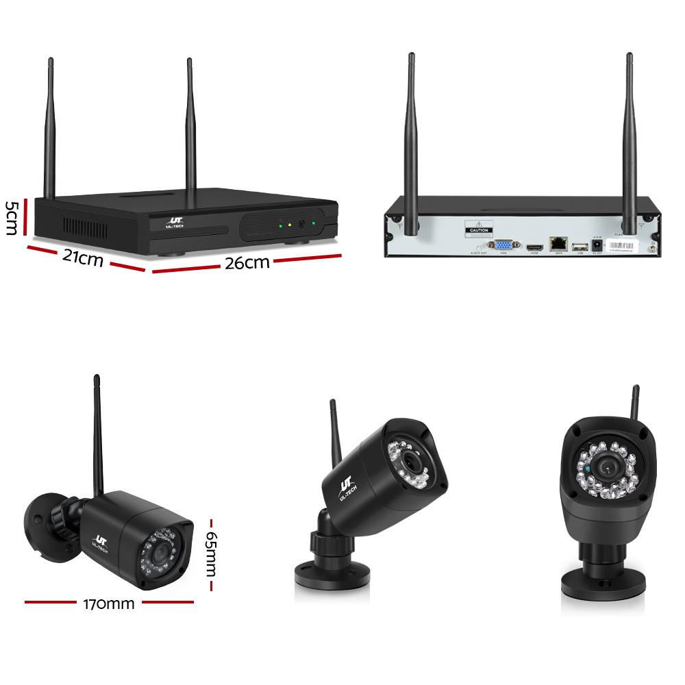 UL-tech CCTV Wireless Security Camera System with 8 channels and 6 cameras, showcasing high-definition video quality and advanced motion detection features.