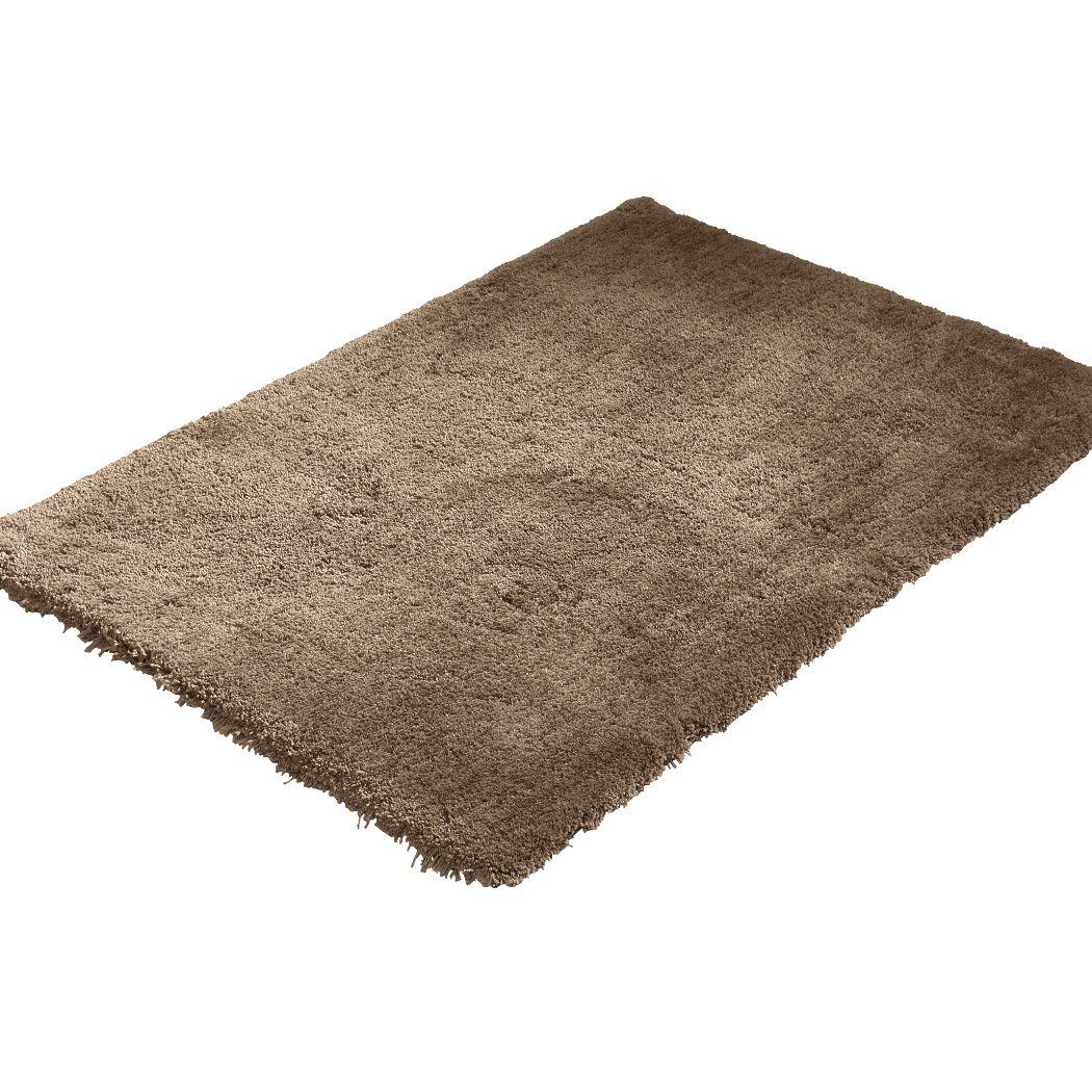 Ultra Soft Anti Slip Rectangle Plush Shaggy Floor Rug in Taupe, showcasing its thick pile and non-slip backing.