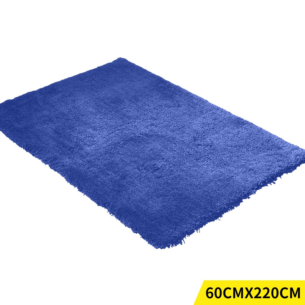 Ultra Soft Anti Slip Rectangle Plush Shaggy Floor Rug in Blue, featuring a thick pile and non-slip backing, ideal for home decor.