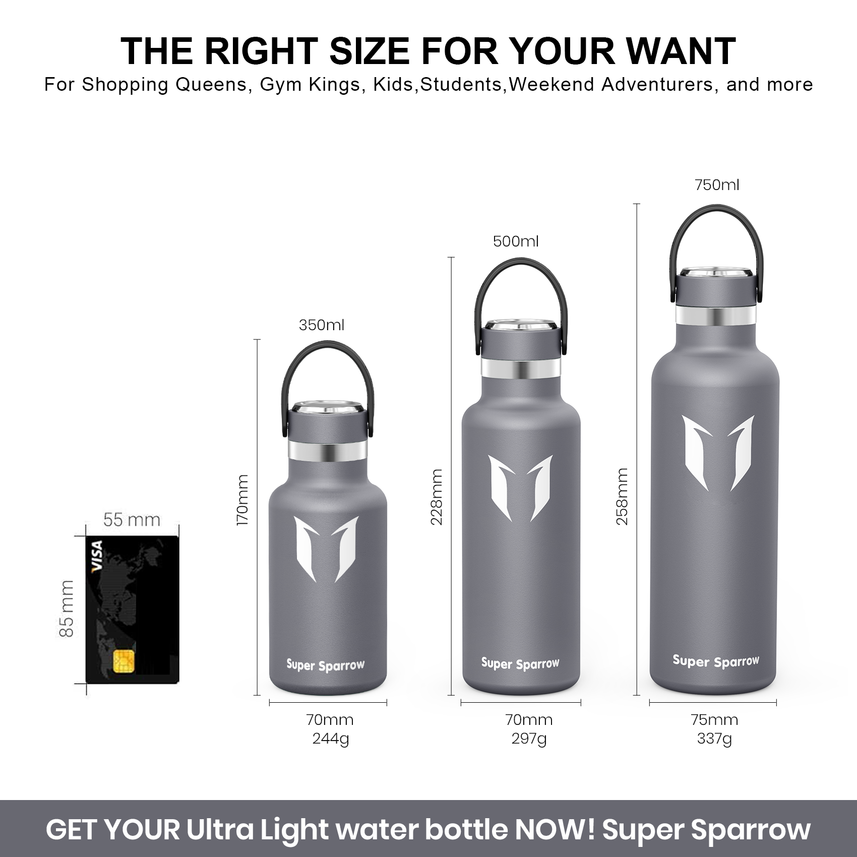 Ultra-Light Stainless Steel Water Bottle, 25OZ / 750ML, featuring a sleek design and durable construction for optimal hydration.