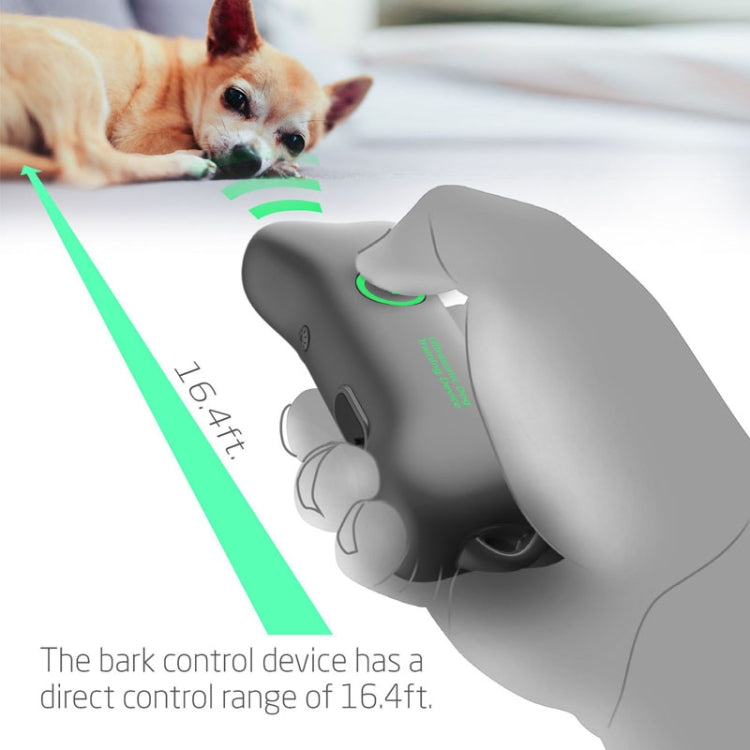 Ultrasonic Automatic Dog Barking Device in a handheld design, featuring a sleek surface with oil spray and night reflection for easy visibility.