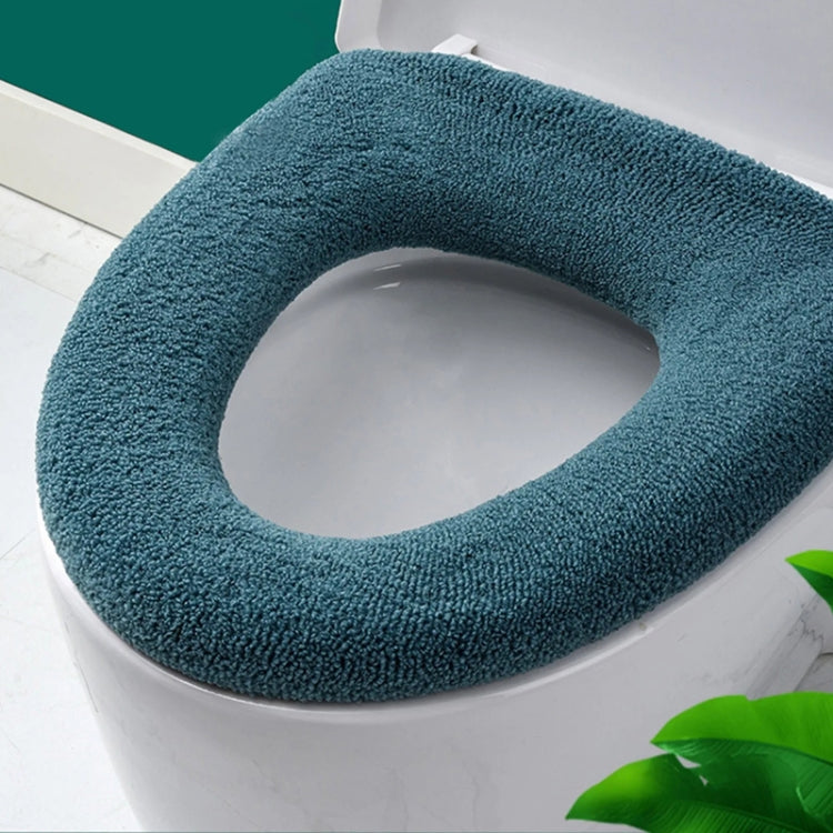 Universal Knitted Washable Toilet Pad in soft knitted fabric, designed for comfort and warmth, fits various toilet seat shapes.