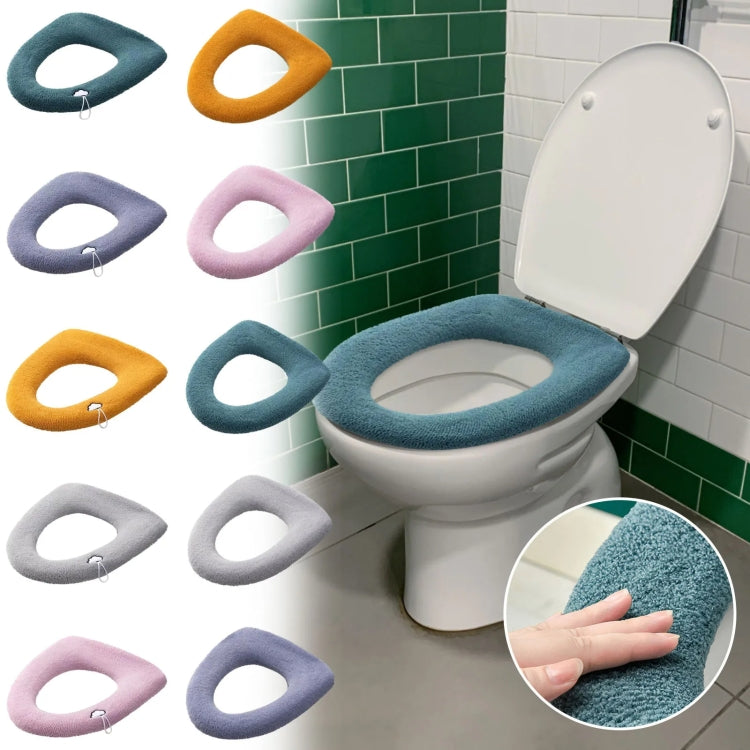 Universal Knitted Washable Toilet Pad in soft knitted fabric, designed for comfort and warmth, fits various toilet seat shapes.