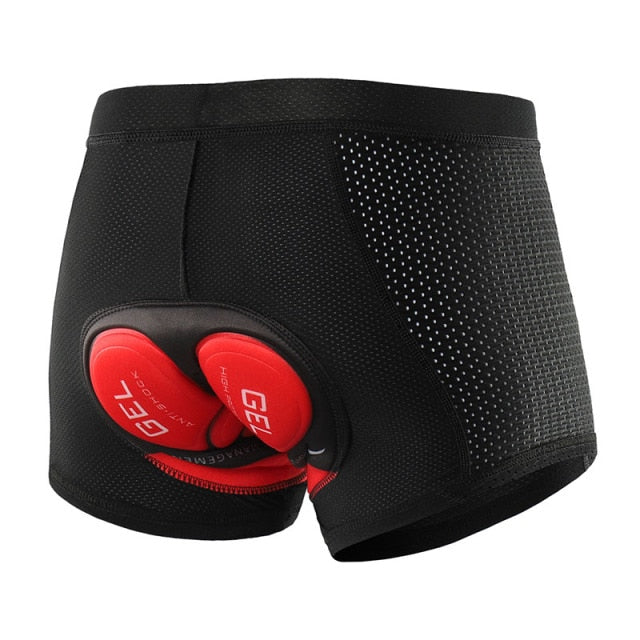 Upgrade Cycling Underwear Pro 3D Gel Pad MTB Shorts in red and black, designed for men's comfort during cycling with breathable and quick-dry fabric.