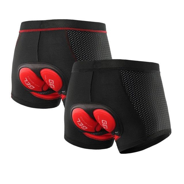 Upgrade Cycling Underwear Pro 3D Gel Pad MTB Shorts in red and black, designed for men's comfort during cycling with breathable and quick-dry fabric.