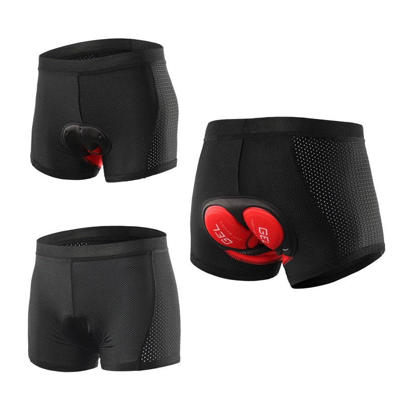 Upgrade Cycling Underwear Pro 3D Gel Pad MTB Shorts in red and black, designed for men's comfort during cycling with breathable and quick-dry fabric.