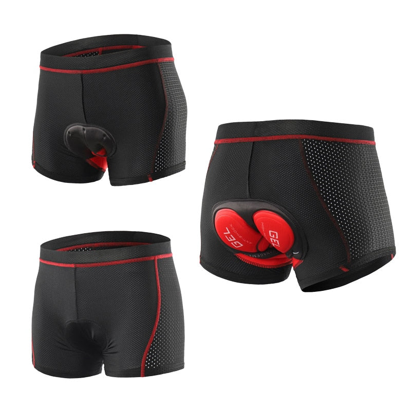 Upgrade Cycling Underwear Pro 3D Gel Pad MTB Shorts in red and black, designed for men's comfort during cycling with breathable and quick-dry fabric.