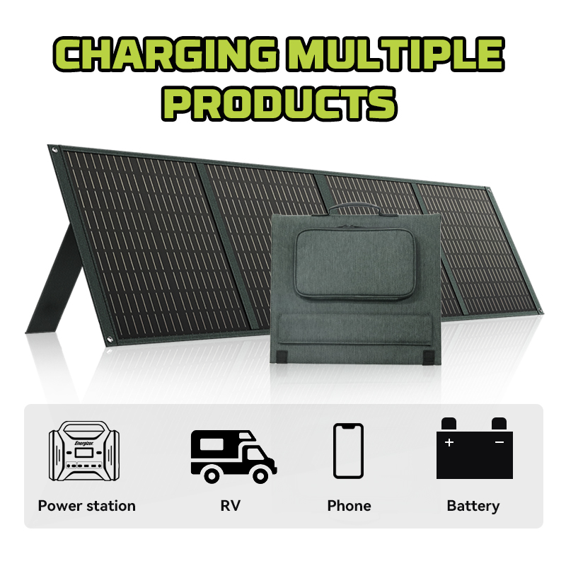 US Foldable Solar Panel POWERWIN 110W PWS110, lightweight and portable with adjustable angle brackets for optimal solar energy absorption.