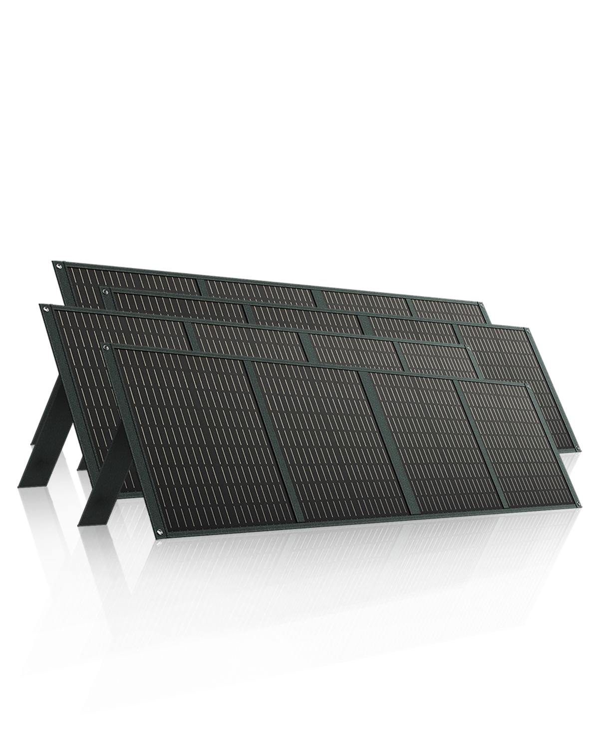 US POWERWIN Foldable Solar Panel PWS110 4 Pack 440W, showcasing four solar panels with adjustable brackets for optimal sunlight absorption.