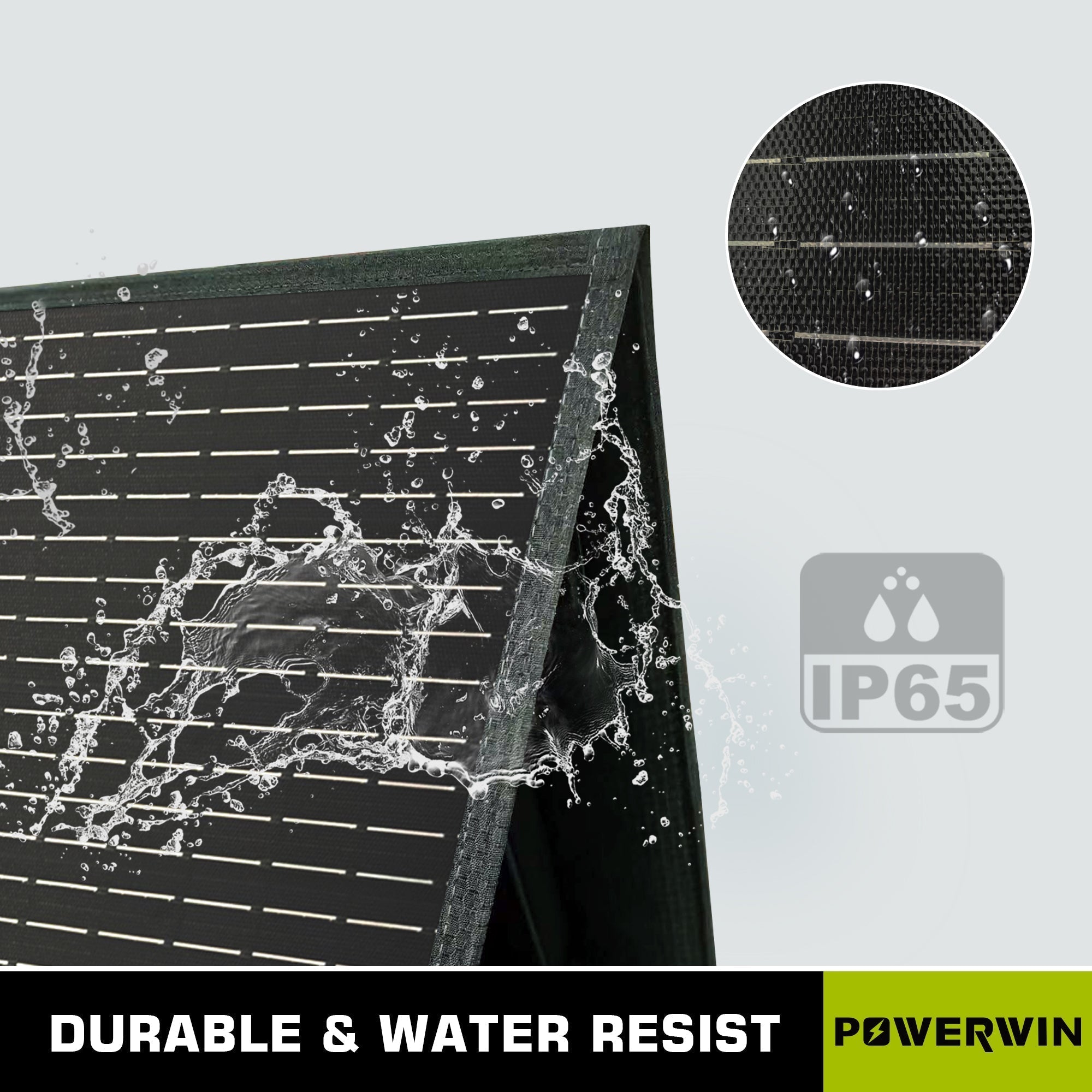 US POWERWIN Foldable Solar Panel PWS110 4 Pack 440W, showcasing four solar panels with adjustable brackets for optimal sunlight absorption.