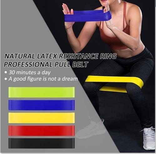 A set of 5 resistance bands in various colors, showcasing different resistance levels for versatile workouts.