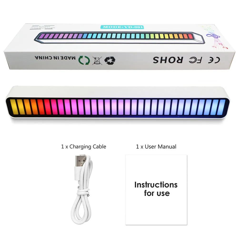 USB Smart Light Bars in a stylish setting, showcasing vibrant RGB colors and sound-activated features.