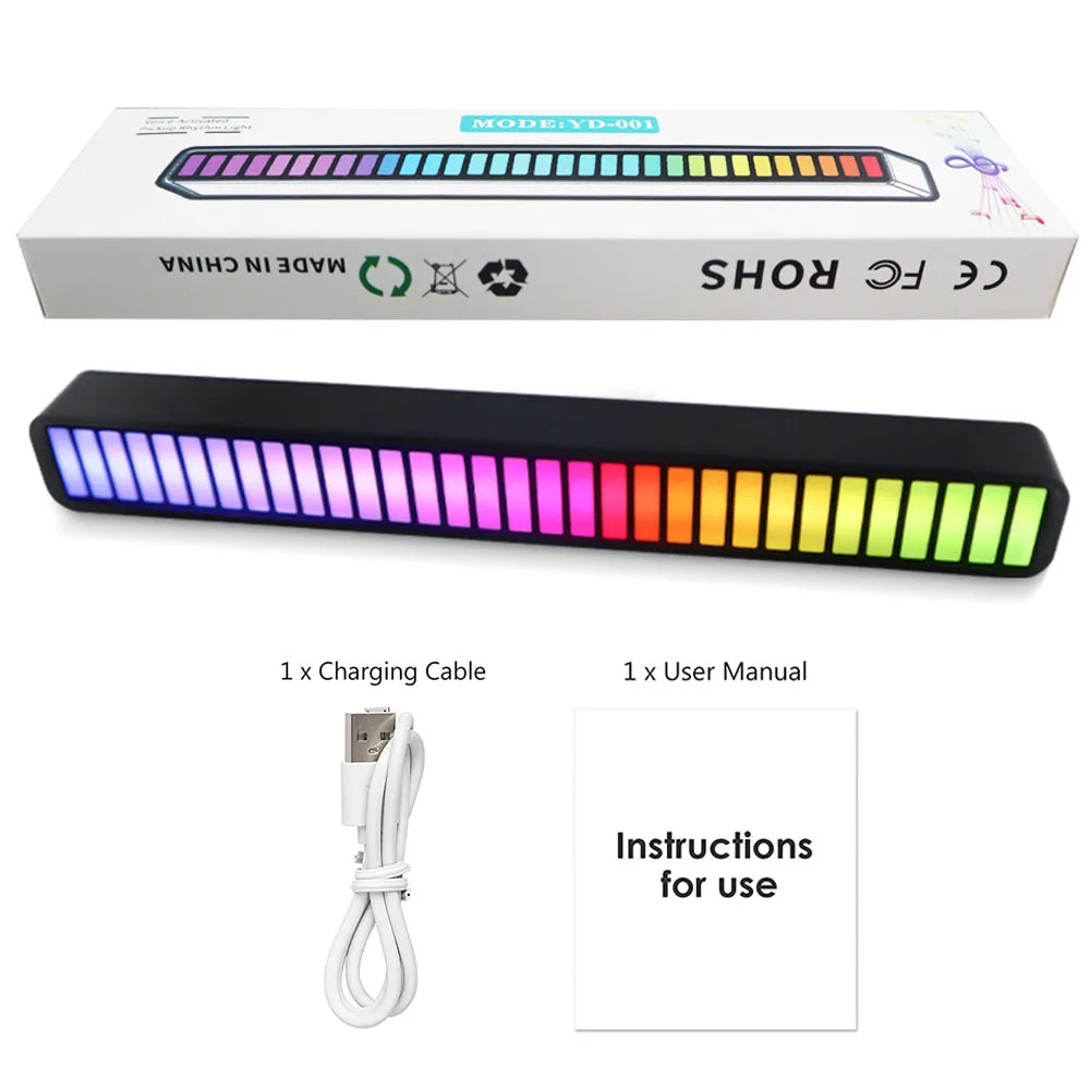 USB Smart Light Bars in a stylish setting, showcasing vibrant RGB colors and sound-activated features.