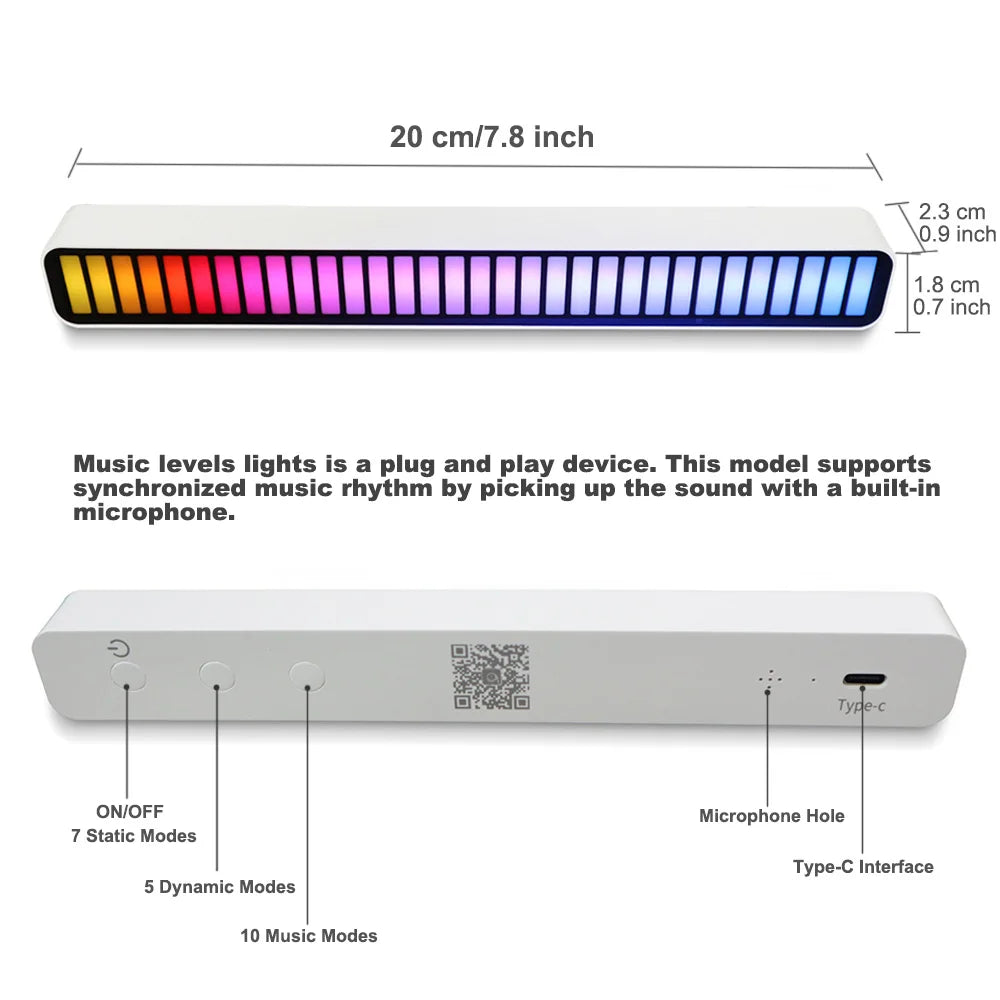 USB Smart Light Bars in a stylish setting, showcasing vibrant RGB colors and sound-activated features.