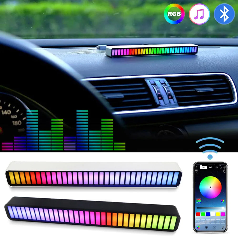 USB Smart Light Bars in a stylish setting, showcasing vibrant RGB colors and sound-activated features.