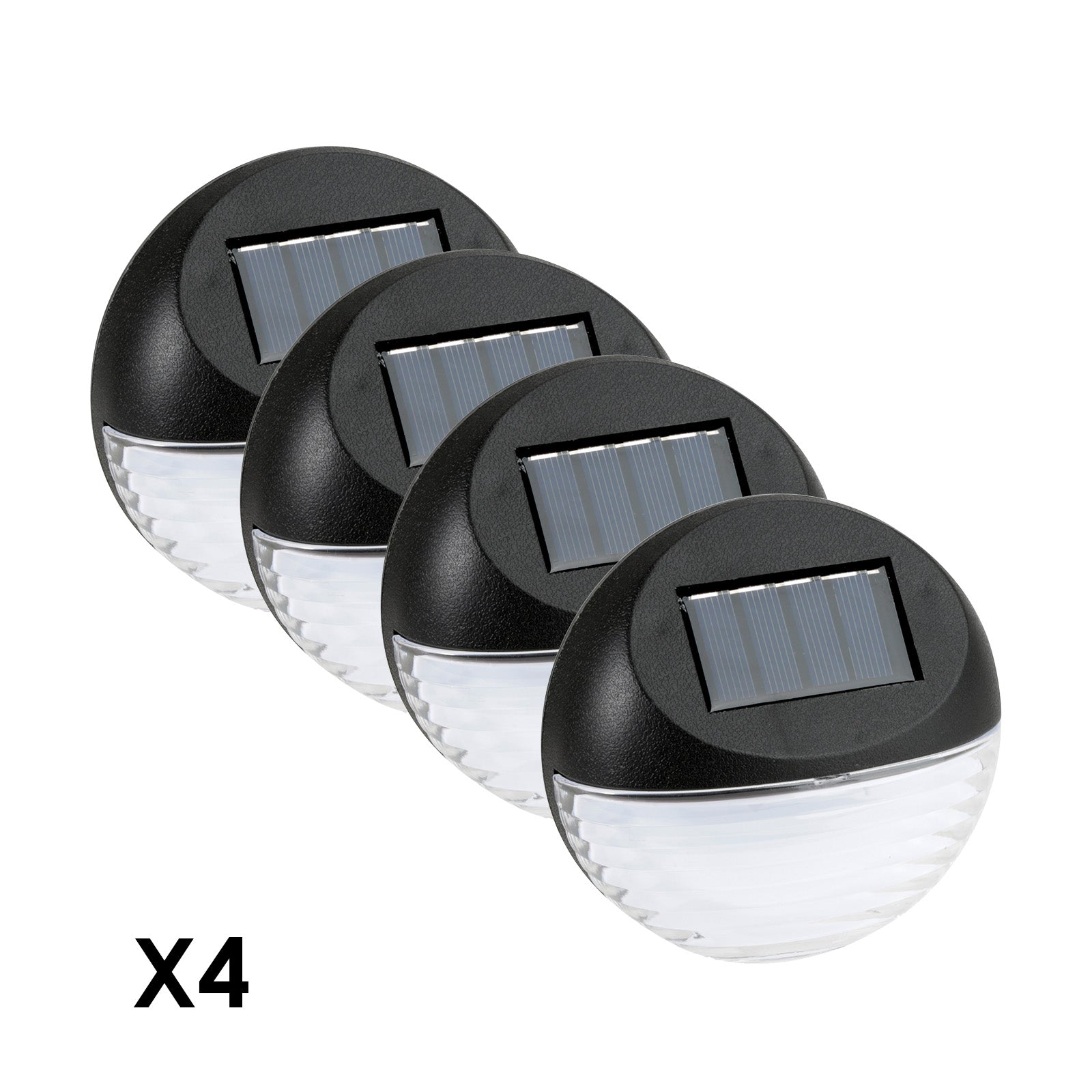 Utmark Round Solar LED Fence Lights in black, showcasing their sleek design and bright LED features, ideal for outdoor use.