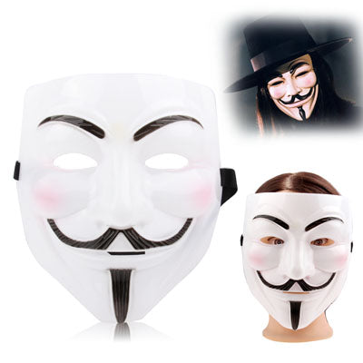 V for Vendetta Design Plastic Mask in white, featuring a classic design inspired by the iconic movie character.