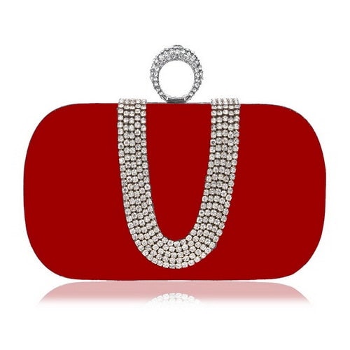 A luxurious velvet evening bag for women featuring a rhinestone flower design, perfect for parties and formal occasions.