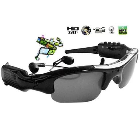 Action Jackson HD Video Recording Sunglasses with MP3 Player, featuring polarized lenses and a sleek design for outdoor adventures.