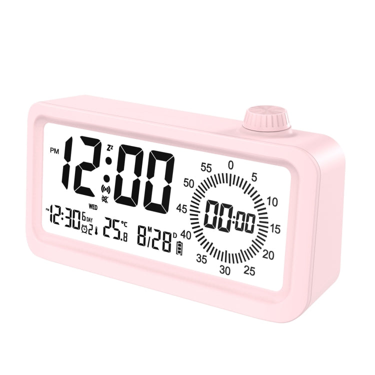 Visual Timer Alarm Clock in pink with dual display and countdown timer features, designed for time management.