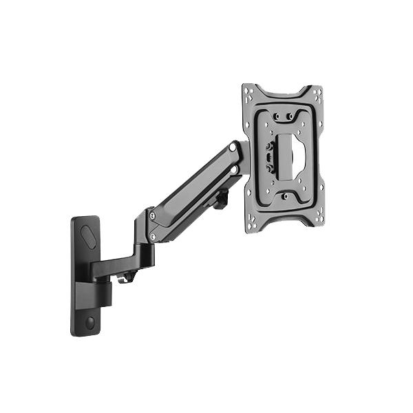 Aluminium Wall Mount Gas Spring TV Bracket designed for 23" to 43" TVs, showcasing adjustable arms and cable management features.