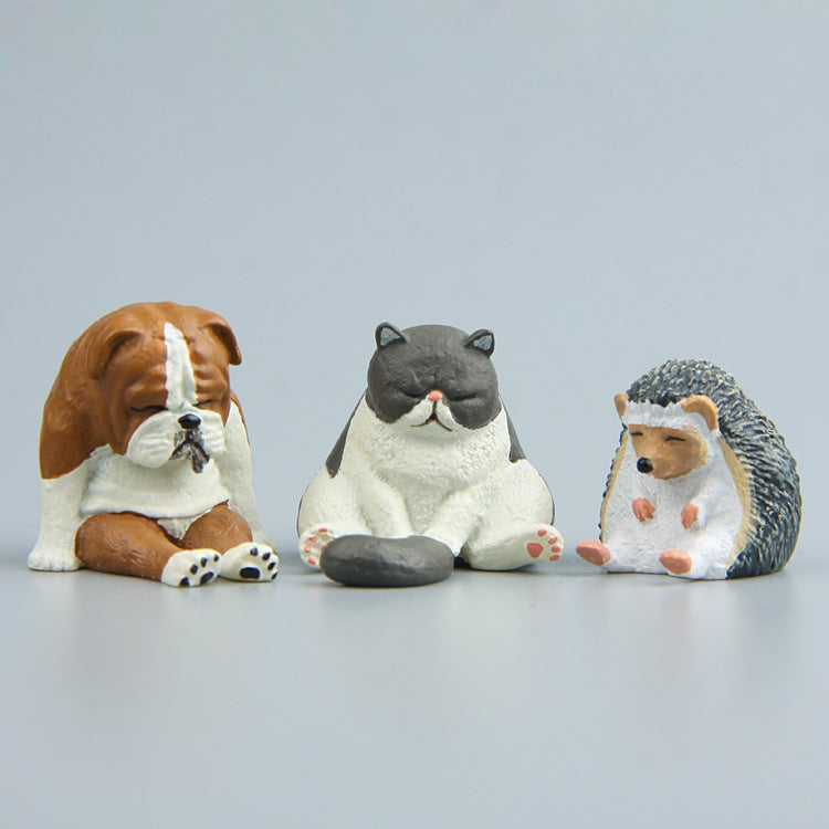 Warm Series Sitting Sleepy Zoo Hedgehog Figure Fridge Magnet, a cute resin decoration perfect for micro landscapes and cake toppers.