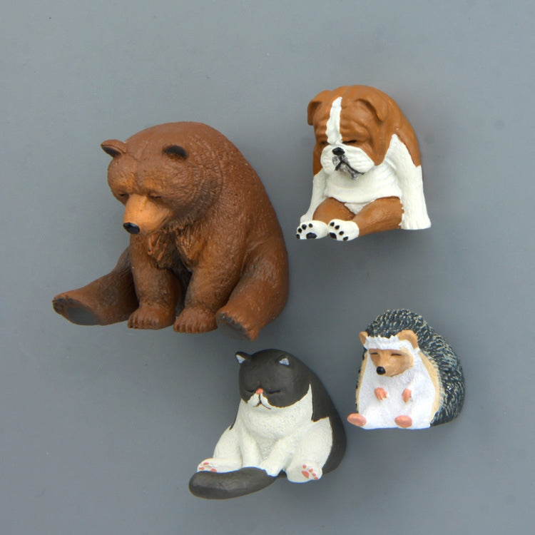 Warm Series Sitting Sleepy Zoo Hedgehog Figure Fridge Magnet, a cute resin decoration perfect for micro landscapes and cake toppers.