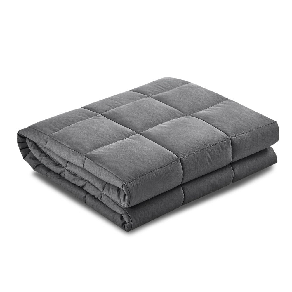 Giselle Bedding 7KG Weighted Blanket with microfibre cover in dark grey, showcasing its soft texture and durable stitching.