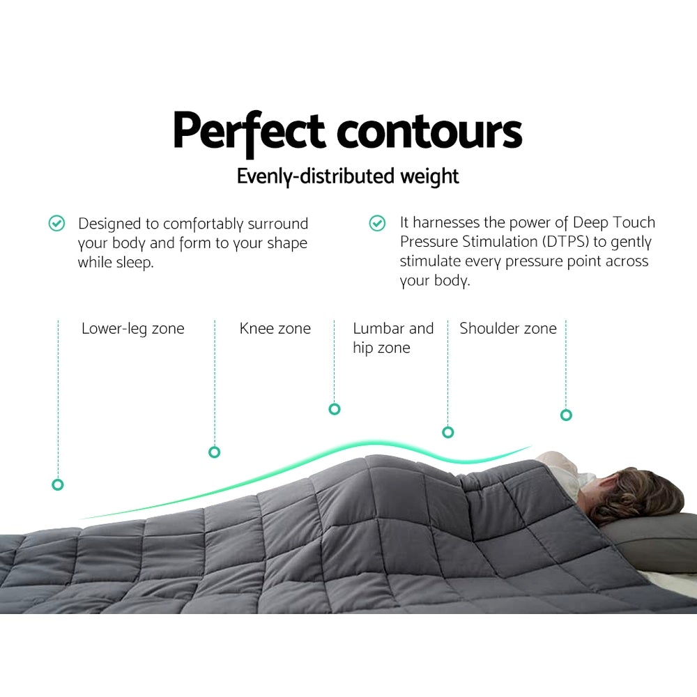 Giselle Bedding 7KG Weighted Blanket with microfibre cover in dark grey, showcasing its soft texture and durable stitching.