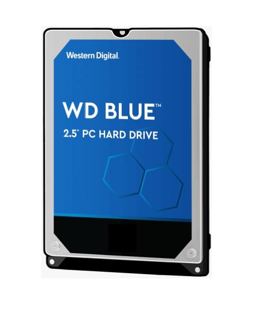 Western Digital WD Blue 500GB 2.5' HDD with SATA 6Gb/s interface, showcasing its compact design and performance specifications.