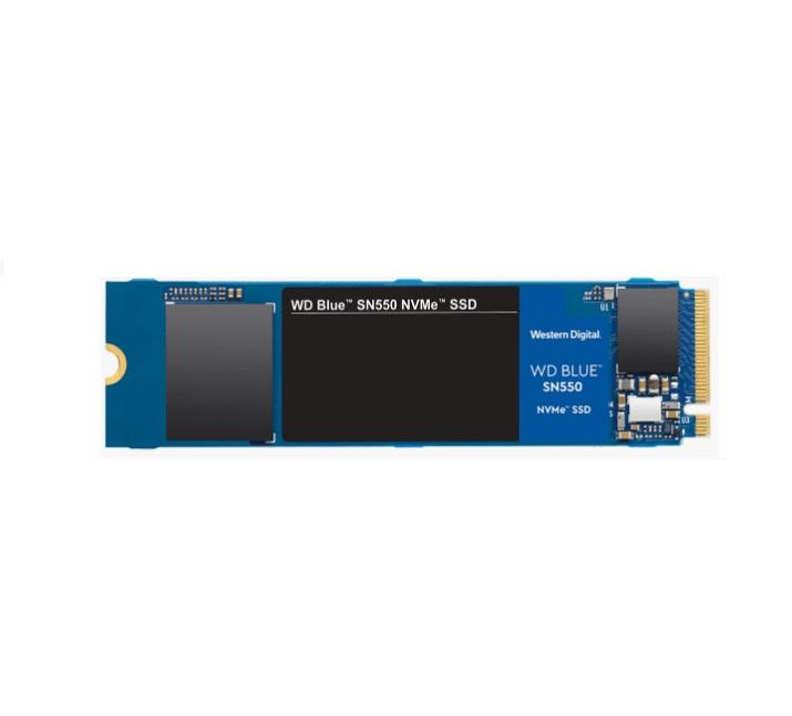 Western Digital WD Blue SN550 1TB NVMe SSD in M.2 2280 form factor, showcasing its sleek design and advanced technology.