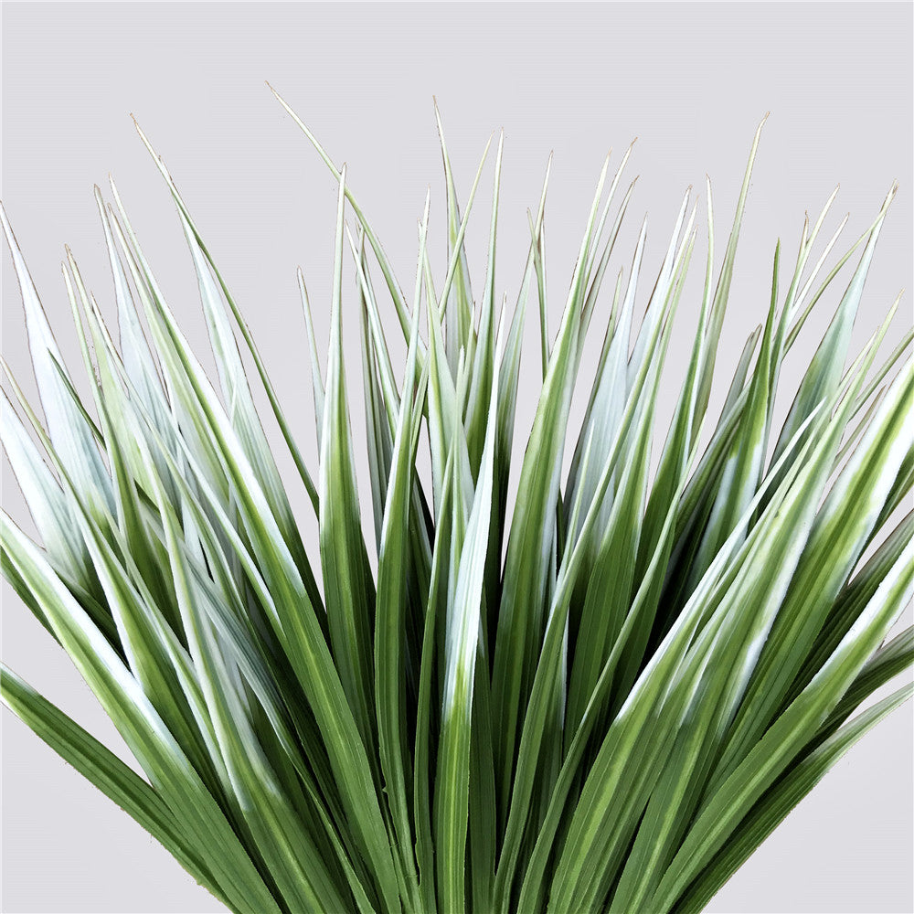 A vibrant White Tipped Grass Stem measuring 35cm, showcasing its UV resistant features, perfect for indoor and outdoor decor.