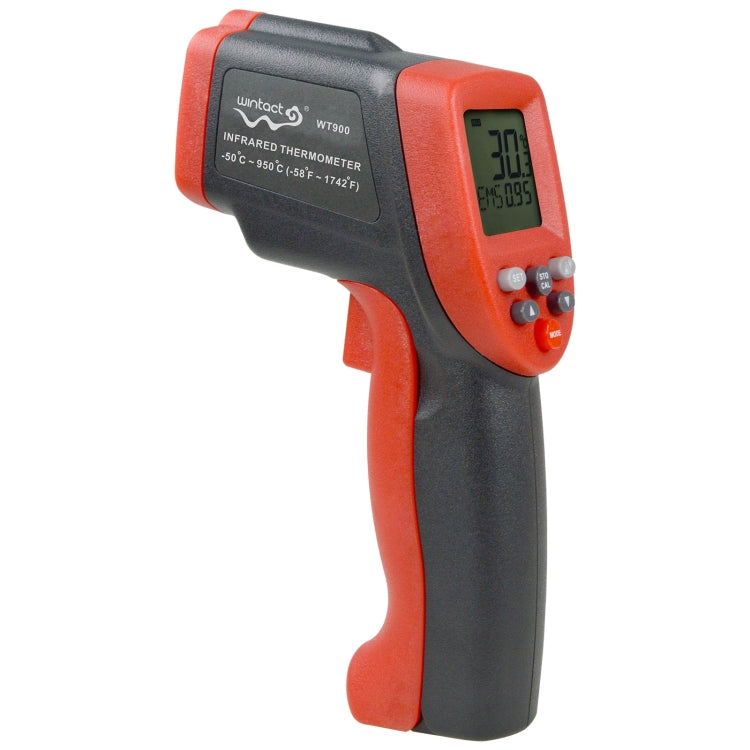 Wintact WT900 handheld infrared thermometer with LCD display, measuring temperatures from -50°C to 950°C, ideal for outdoor use.