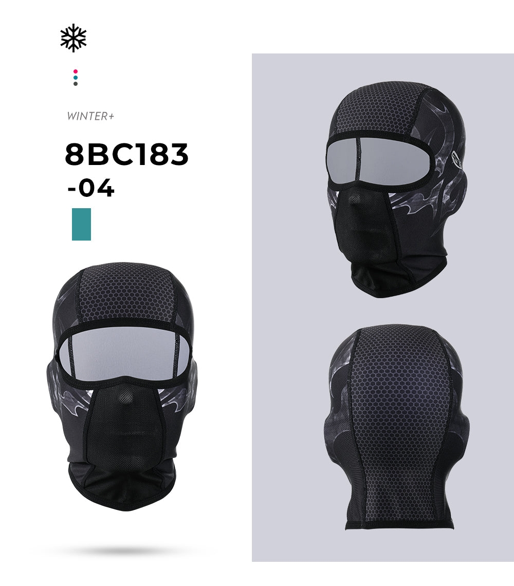 Winter Warm Motorcycle Full Face Mask in various colors, showcasing its fleece material and unique eyeglass hole design.