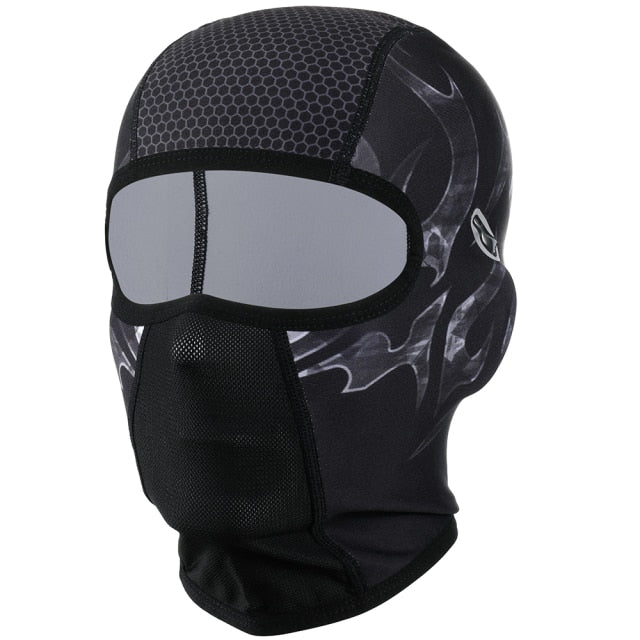 Winter Warm Motorcycle Full Face Mask in various colors, showcasing its fleece material and unique eyeglass hole design.