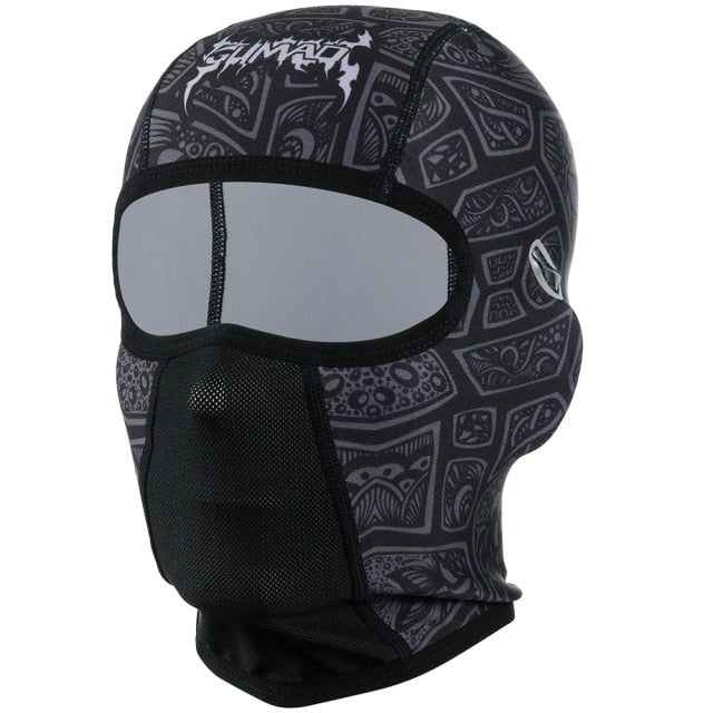 Winter Warm Motorcycle Full Face Mask in various colors, showcasing its fleece material and unique eyeglass hole design.