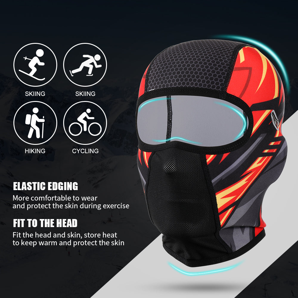 Winter Warm Motorcycle Full Face Mask in various colors, showcasing its fleece material and unique eyeglass hole design.