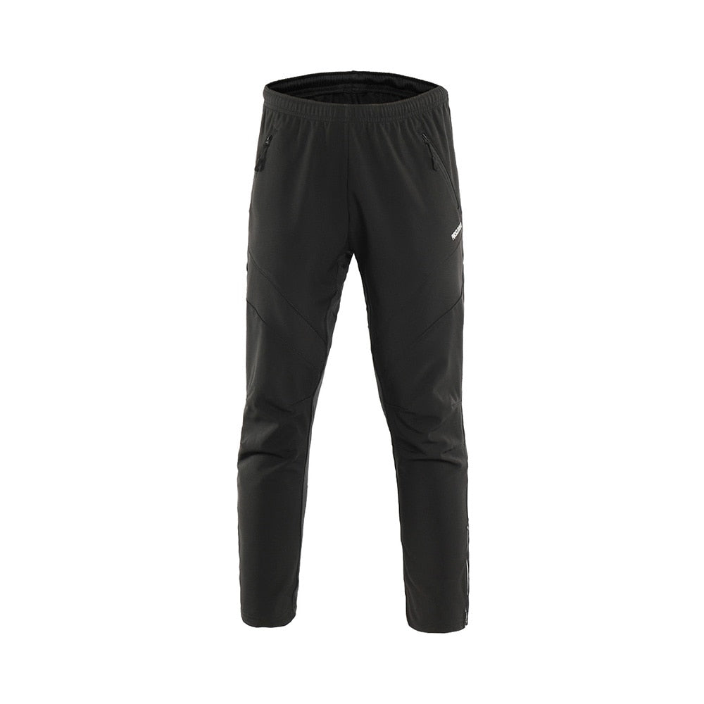 Men's Winter Warm Up Thermal Fleece trousers designed for cycling and running, featuring a drawstring closure and windproof material.