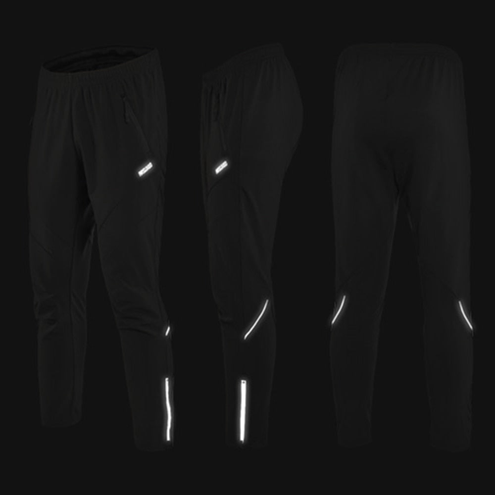 Men's Winter Warm Up Thermal Fleece trousers designed for cycling and running, featuring a drawstring closure and windproof material.