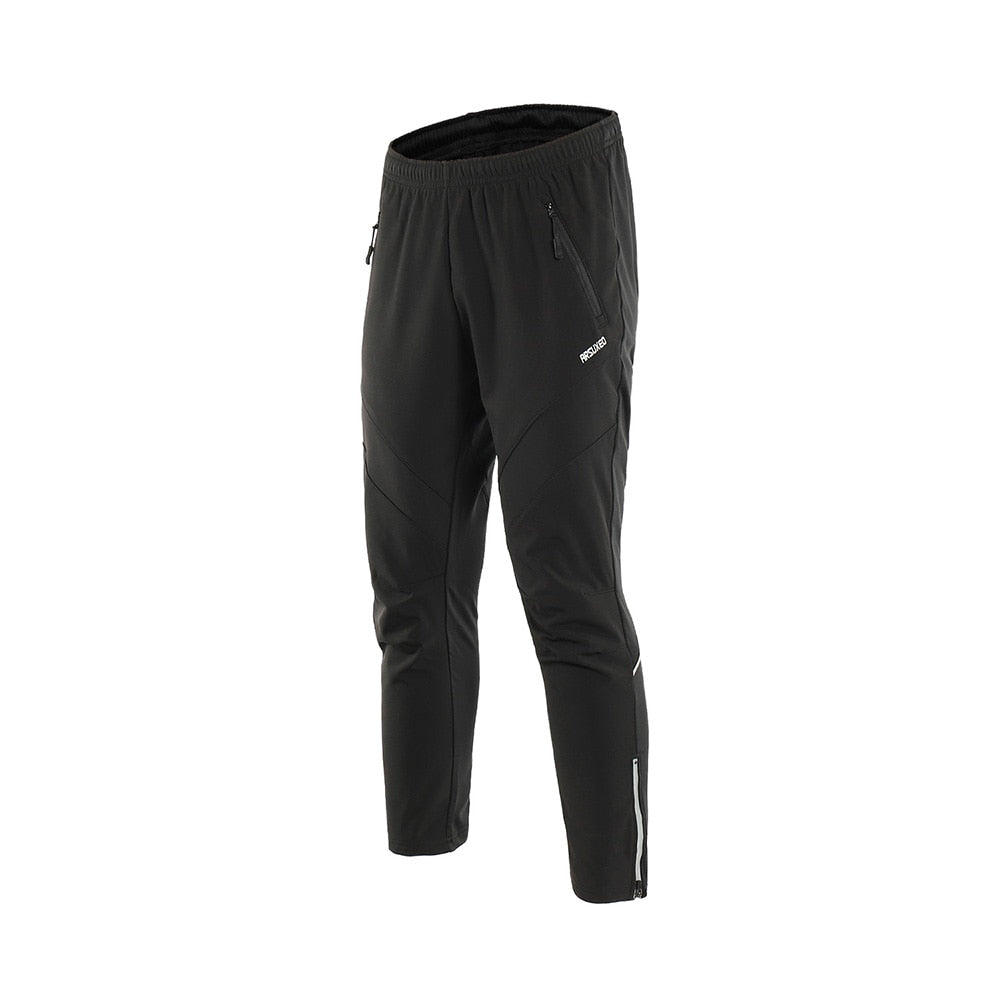 Men's Winter Warm Up Thermal Fleece trousers designed for cycling and running, featuring a drawstring closure and windproof material.